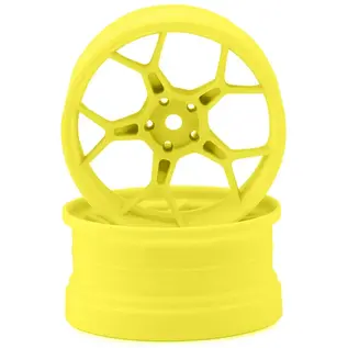 DS Racing DSC-DF-5Y2-6FY-HG  DS Racing Feathery Split Spoke Drift Wheels (Flu Yellow) (2) (6mm Offset) w/12mm Hex