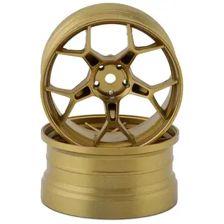 DS Racing DSC-DF-5Y2-8B-GD  DS Racing Feathery Split Spoke Drift Wheels (Gold) (2) (8mm Offset) w/12mm Hex