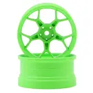 DS Racing DSC-DF-5Y2-8FG-HG  DS Racing Feathery Split Spoke Drift Wheels (Flu Green) (2) (8mm Offset) w/12mm Hex