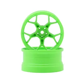 DS Racing DSC-DF-5Y2-8FG-HG  DS Racing Feathery Split Spoke Drift Wheels (Flu Green) (2) (8mm Offset) w/12mm Hex