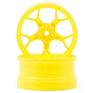 DS Racing DSC-DF-5Y2-8FY-HG  DS Racing Feathery Split Spoke Drift Wheels (Flu Yellow) (2) (8mm Offset) w/12mm Hex