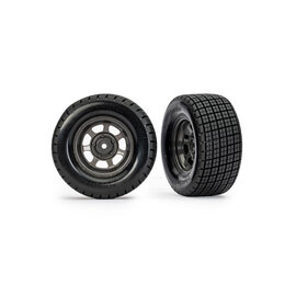 Traxxas TRA10474X  Hoosier Mounted Rear Tires on Gray Wheels (2) Slash Modified
