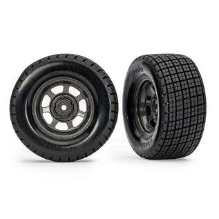 Traxxas TRA10474X  Hoosier Mounted Rear Tires on Gray Wheels (2) Slash Modified