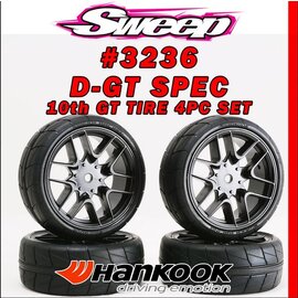 SWEEP SWP3236218P D36 D-SPEC Treaded Belted GT tire Black 12 Spoke 4pc set Pre-glued