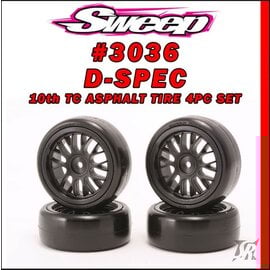 SWEEP SWP3036218P D36 D-SPEC Asphalt TC tire Black 12 Spoke 4pc set