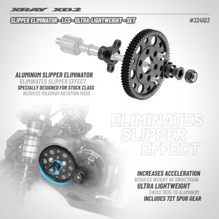 Xray XRA324103 LCG Slipper Eliminator Set w/Light Weight Spur (72T)