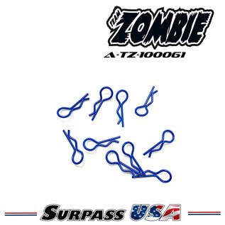 Team Zombie A-TZ-100061 Team Zombie Signature Color Body Clips 1/10 - Z-BLUE (10)