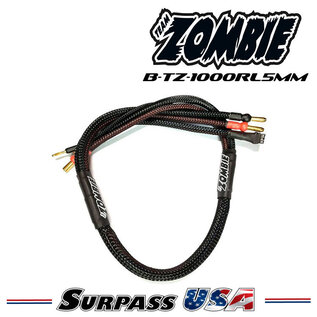 Team Zombie B-TZ-1000RL5MM Team Zombie 4mm, 5mm Tube Plug 2s-Balance 600mm 12awg Charging Cable
