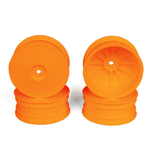 DE Racing DER-SB4-A4O  Speedline Buggy Wheels for Associated B64/B64D, TLR 22 3.0/4.0, Front, Orange (4pcs)