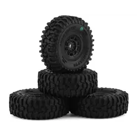 J Concepts JCO4023-3294 Tusk 1.0" Pre-Mounted Tires w/Hazard Wheel (Black) (4) (Green) w/7mm Hex