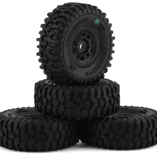 J Concepts JCO4023-3294 Tusk 1.0" Pre-Mounted Tires w/Hazard Wheel (Black) (4) (Green) w/7mm Hex