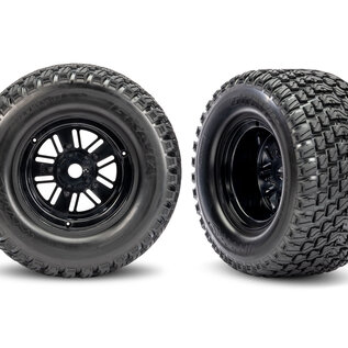 Traxxas TRA10947  Black Rear Funco Wheels & Gravix Tires (2)