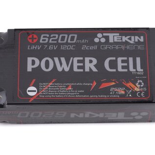 Tekin TEKTT1602  Tekin Power Cell 2S Hard Case Shorty 120C Graphene LiPo Battery (7.6V/6200mAh) w/5mm Bullets