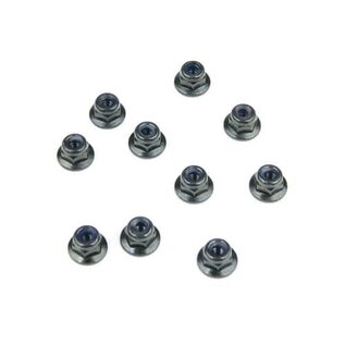 Tekno RC TKR1211 – M3 Locknuts (flanged, black, 10pcs)