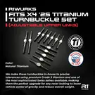 R1wurks 900167 R1WURKS Fits X4 '25 Titanium Turnbuckle Set (Upper Link Arms)