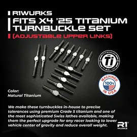 R1wurks 900167 R1WURKS Fits X4 '25 Titanium Turnbuckle Set (Upper Link Arms)