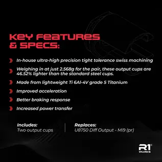 R1wurks 900245 R1WURKS Titanium Diff Output, Mi9, FT9