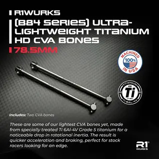 R1wurks 900205 R1WURKS (B84 Series) Ultra-lightweight Titanium HD CVA Bones, 78.5mm