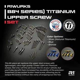 R1wurks 900196-BL R1WURKS (B84 Series) Titanium Upper Screw Set Blue