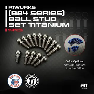 R1wurks 900207 R1WURKS (B84 Series) Ball Stud Set, Titanium, 14pcs Silver
