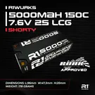 R1wurks 030055 R1WURKS 5000mah 150C 7.6V 2s LCG w/ 5mm
