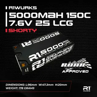 R1wurks 030055 R1WURKS 5000mah 150C 7.6V 2s LCG w/ 5mm