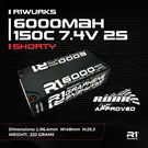 R1wurks 030057 R1WURKS 6000mah 150C 7.4V 2s Shorty w/ 5mm