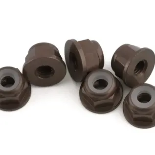 1UP Racing 1UP870903  7075 Aluminum Flanged Locknuts, M3, Gunmetal, (6)
