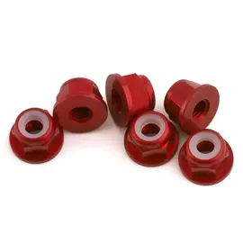 1UP Racing 1UP870503  7075 Aluminum Flanged Locknuts, M3, Red, (6)