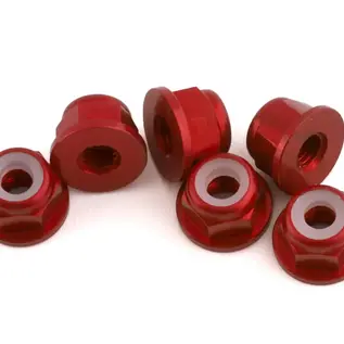 1UP Racing 1UP870503  7075 Aluminum Flanged Locknuts, M3, Red, (6)