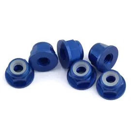 1UP Racing 1UP870103  7075 Aluminum Flanged Locknuts, M3, Dark Blue, (6)