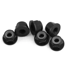 1UP Racing 1UP870003  7075 Aluminum Flanged Locknuts, M3, Black, (6)