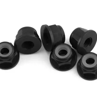 1UP Racing 1UP870003  7075 Aluminum Flanged Locknuts, M3, Black, (6)