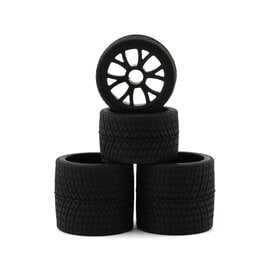 Excelerate RC XCE-3025.2  R12 1/12 Front & Rear Pan Car Rubber Pre-Mounted Tires Set (Black)