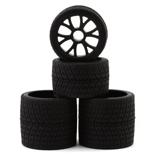 Excelerate RC XCE-3025.2  R12 1/12 Front & Rear Pan Car Rubber Pre-Mounted Tires Set (Black)
