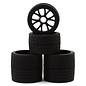 Excelerate RC XCE-3025.2  R12 1/12 Front & Rear Pan Car Rubber Pre-Mounted Tires Set (Black)