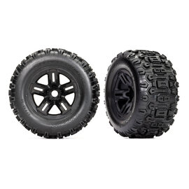 Traxxas TRA9672  3.8" Black 5-Spoke Wheels & Sledgehammer Tires (2)