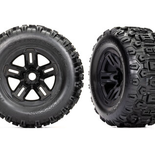 Traxxas TRA9672  3.8" Black 5-Spoke Wheels & Sledgehammer Tires (2)