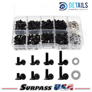 Surpass Hobby USA DTEL03004 HD Assorted Steel 3mm (M3) Screw & Washer Parts Box (180pcs)