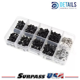 Surpass Hobby USA DTEL03004 HD Assorted Steel 3mm (M3) Screw & Washer Parts Box (180pcs)