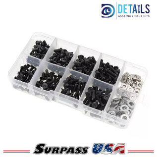 Surpass Hobby USA DTEL03004 HD Assorted Steel 3mm (M3) Screw & Washer Parts Box (180pcs)