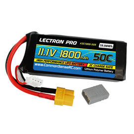 Lectron Pro 3S1800-50X Lectron Pro 11.1V 1800mAh 50C Lipo Battery with XT60 Connector + CSRC adapter for XT60