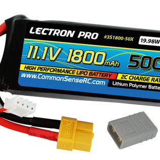 Lectron Pro 3S1800-50X Lectron Pro 11.1V 1800mAh 50C Lipo Battery with XT60 Connector + CSRC adapter for XT60