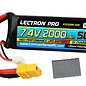 Lectron Pro 2S2000-50X Lectron Pro 7.4V 2000mAh 50C Lipo Battery with XT60 Connector + CSRC adapter for XT60