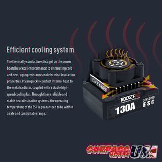 Surpass Hobby USA SP-600001-15 Rocket-RC 1/10 130Amp ESC with XT60 Plug includes Program Card