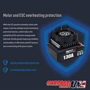 Surpass Hobby USA SP-600001-15 Rocket-RC 1/10 130Amp ESC with XT60 Plug includes Program Card