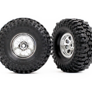Traxxas TRA9873  Pre-mounted 1" Chrome Wheels w/ MT Baja Pro Tires (2)  TRX-4M
