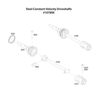 Traxxas TRA10789X  WideMaxx Steel CV Driveshafts & Drive Cups (4) for Mini XRT
