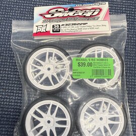 SWEEP SWP3236221P D36 D-SPEC Treaded Belted GT Tire White 12 Spoke 4pc set Pre-glued