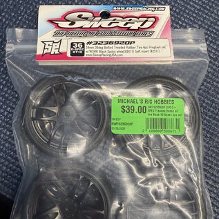 SWEEP SWP3236920P D36 D-SPEC Treaded Belted GT tire Black 12 Spoke 4pc set Pre-glued